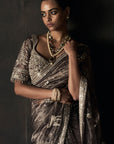The Masai Landscape British Grey Tissue Saree