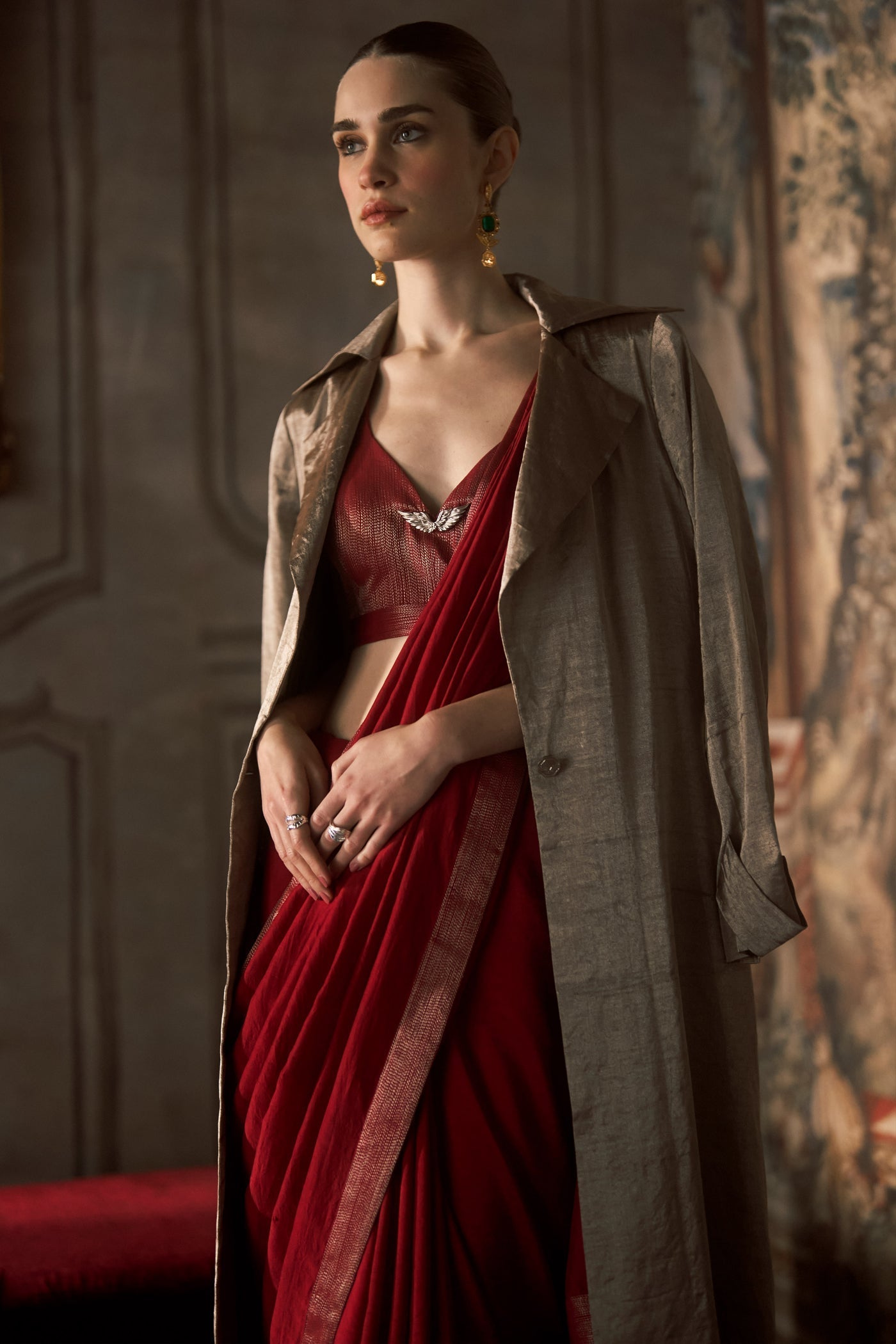 The Garavani Winged Scarlet Silk Saree