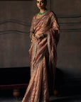 The Tales Of Masai Aged Gold Tangerine Tissue Sarees