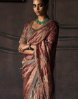 The Tales Of Masai Aged Gold Tangerine Tissue Sarees