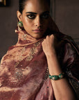 The Tales Of Masai Aged Gold Tangerine Tissue Sarees