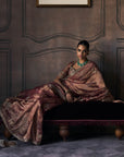 The Tales Of Masai Aged Gold Tangerine Tissue Sarees