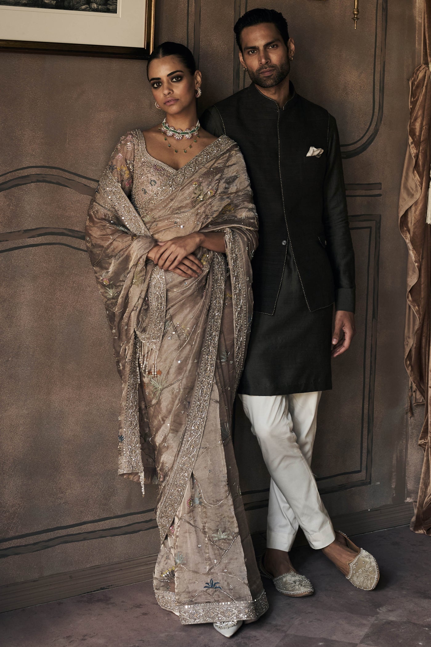 The New Shikargah Aged Lavendar Tissue Saree