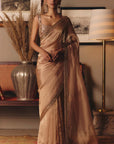 The Aged Peach Sheeshrag Tissue Saree