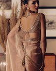 The Aged Peach Sheeshrag Tissue Saree