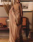 The Aged Peach Sheeshrag Tissue Saree