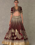 Wine 'Dil- Chidiya' Lehenga Set