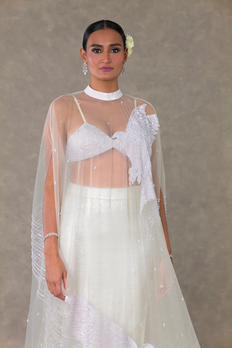 White Son Chidiya Cape Set - Ready to Ship