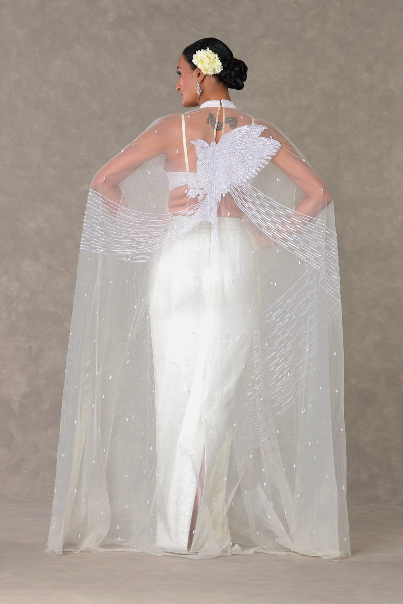 White Son Chidiya Cape Set - Ready to Ship