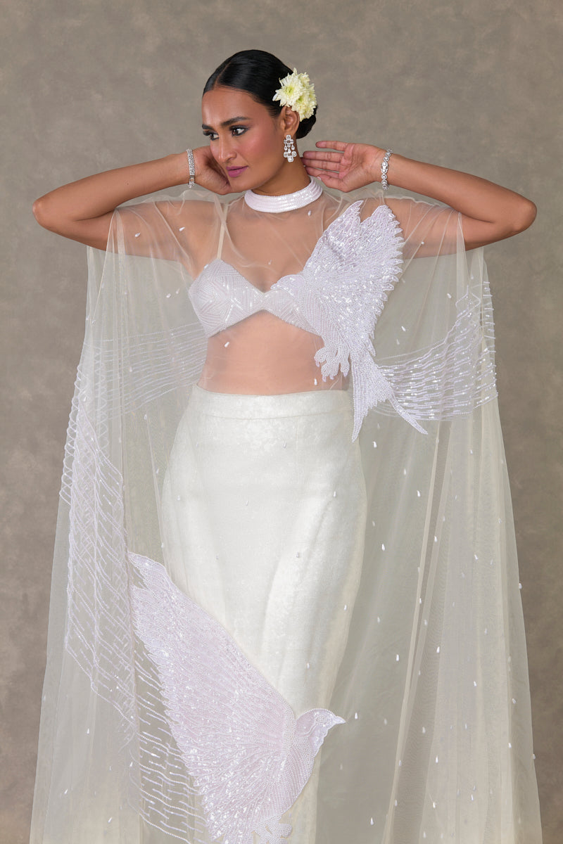 White Son Chidiya Cape Set - Ready to Ship