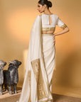 White Moonfield Gota Embroidered Saree