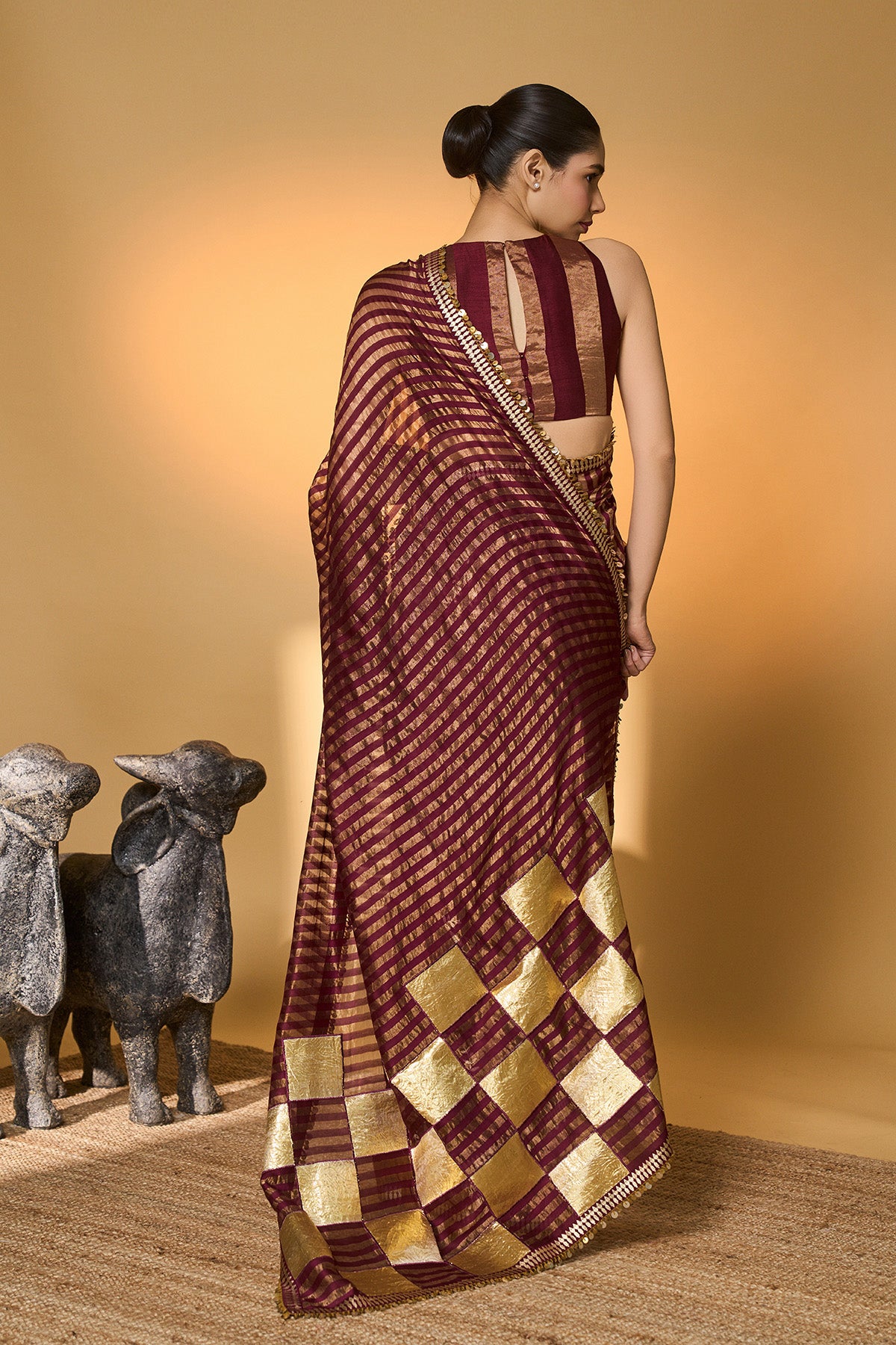 Plum Corncrest Gota Saree