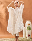 Chanderi Trellis Palm Kaftan Set