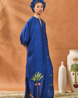Navy Blooming Board Kaftan