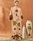 Beige Clover Checks Kaftan