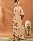 Beige Clover Checks Kaftan