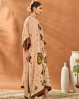 Beige Clover Checks Kaftan