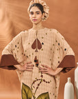 Beige Clover Checks Kaftan