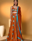 Saffron Sky Striped Lehenga Set
