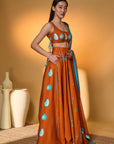 Saffron Sky Striped Lehenga Set