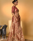 Red Polka Tissue Saree