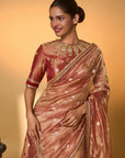 Red Polka Tissue Saree