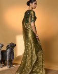 Green Polka Tissue Saree