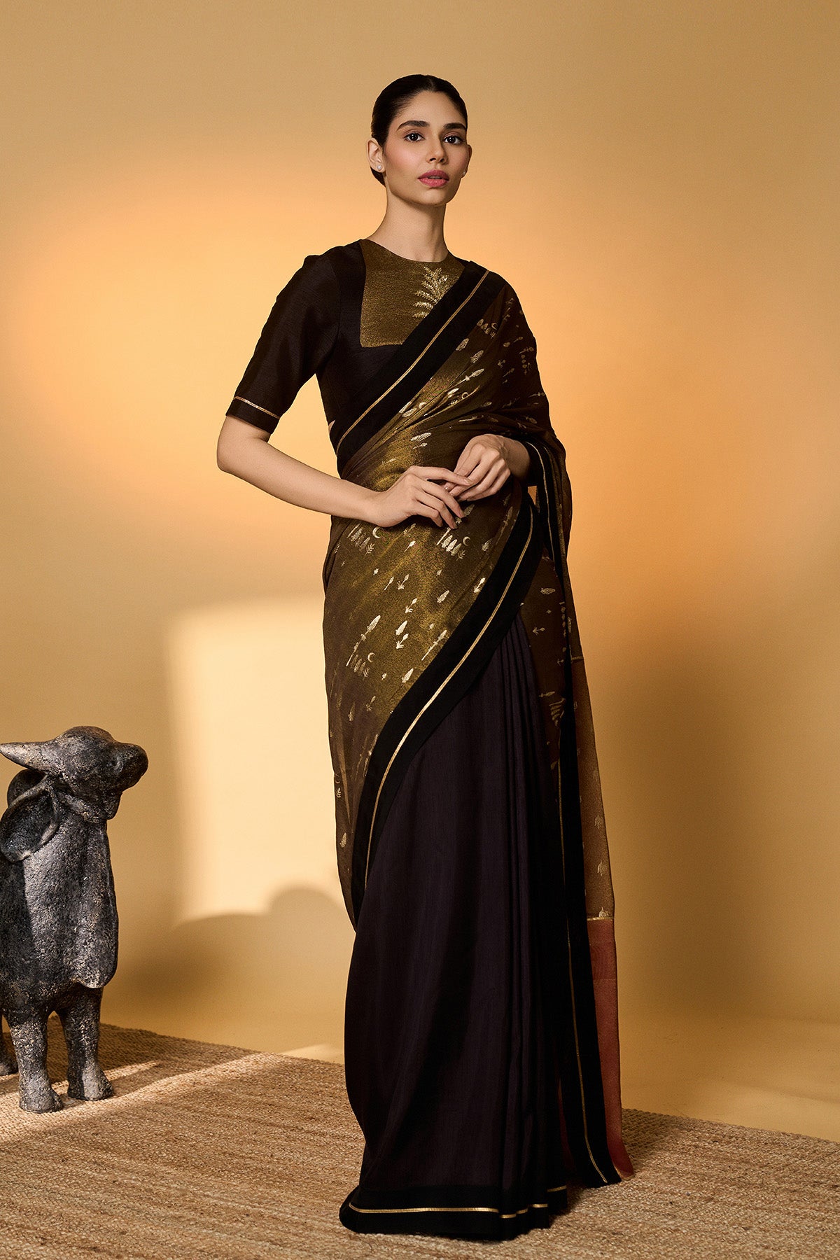 Midnight Amber Saree