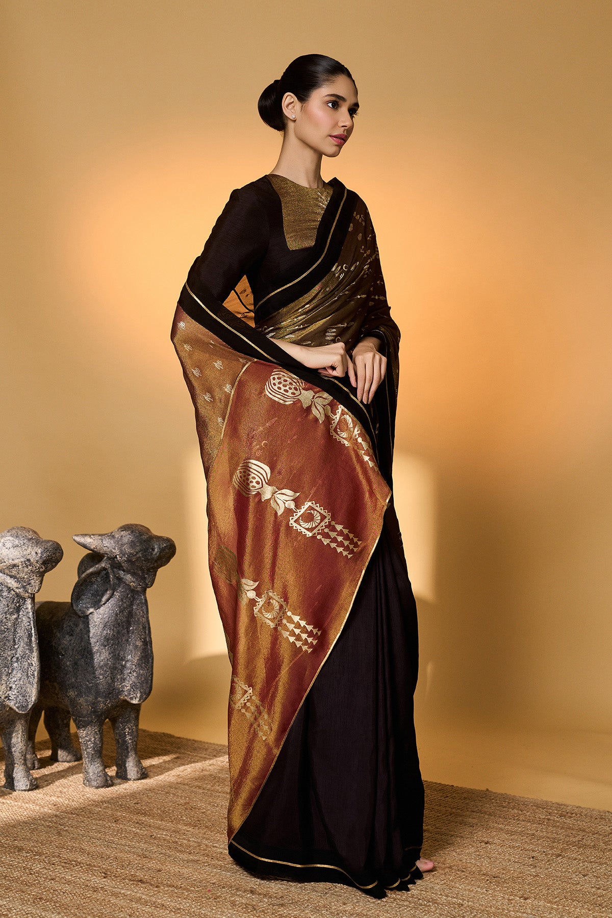 Midnight Amber Saree