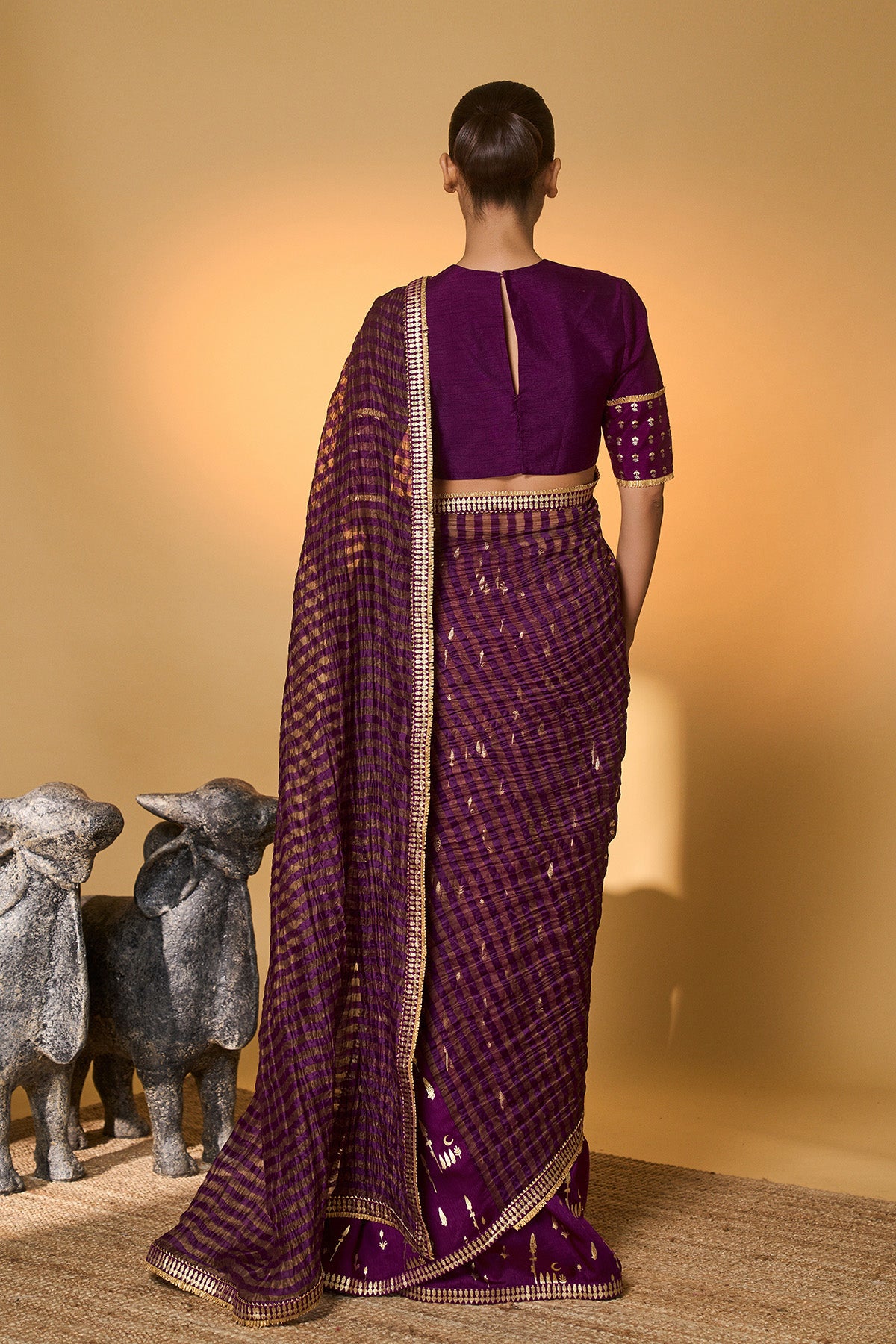 Purple Moonfield Zari Stripes Saree