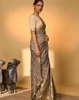 Grey Moonfield Zari Stripes Saree
