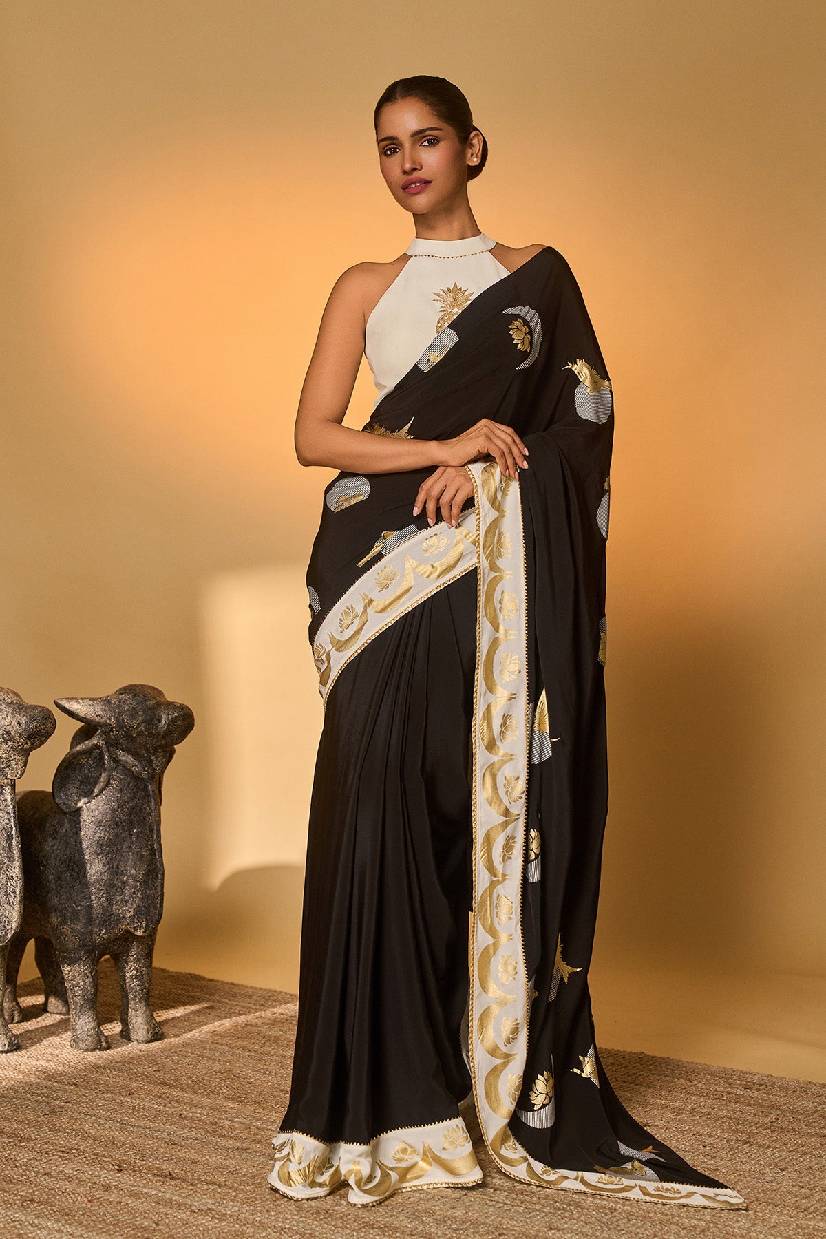 Black &amp; White Polka All Charms Saree