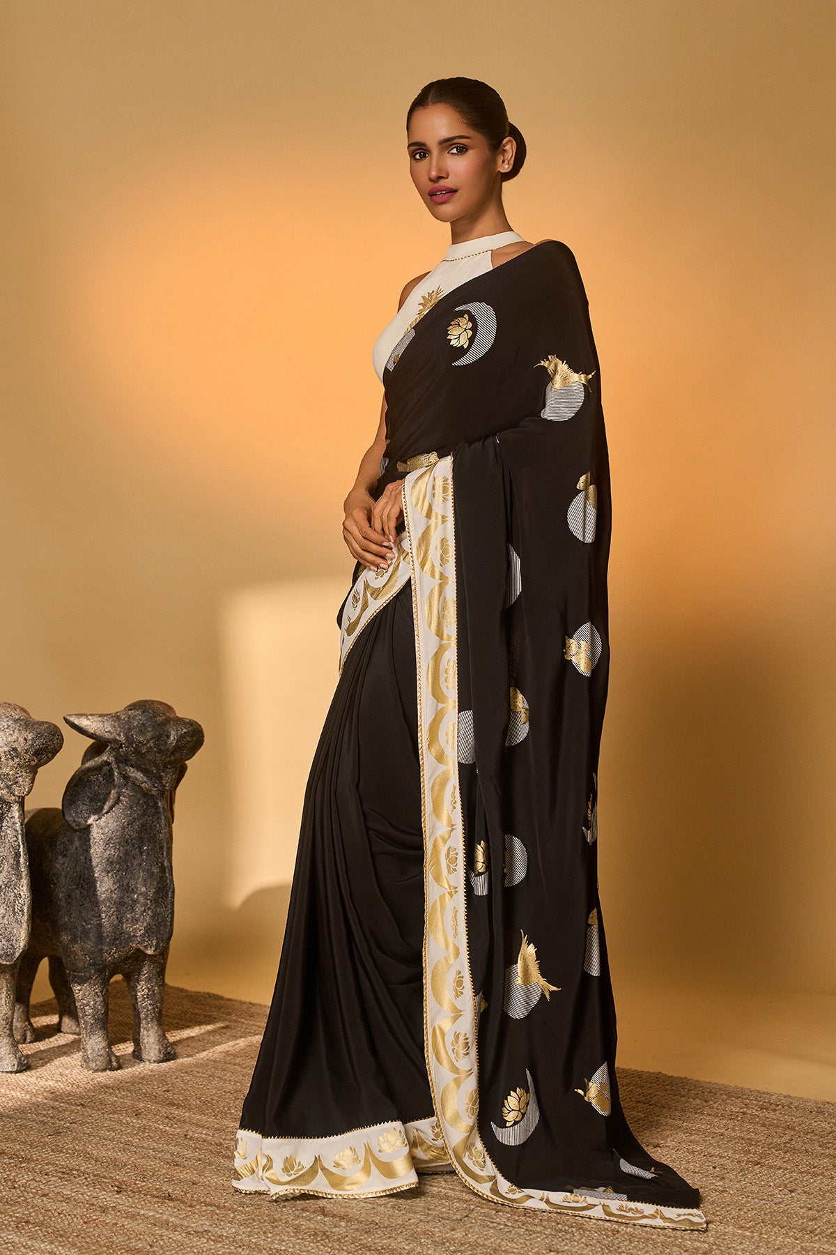Black &amp; White Polka All Charms Saree