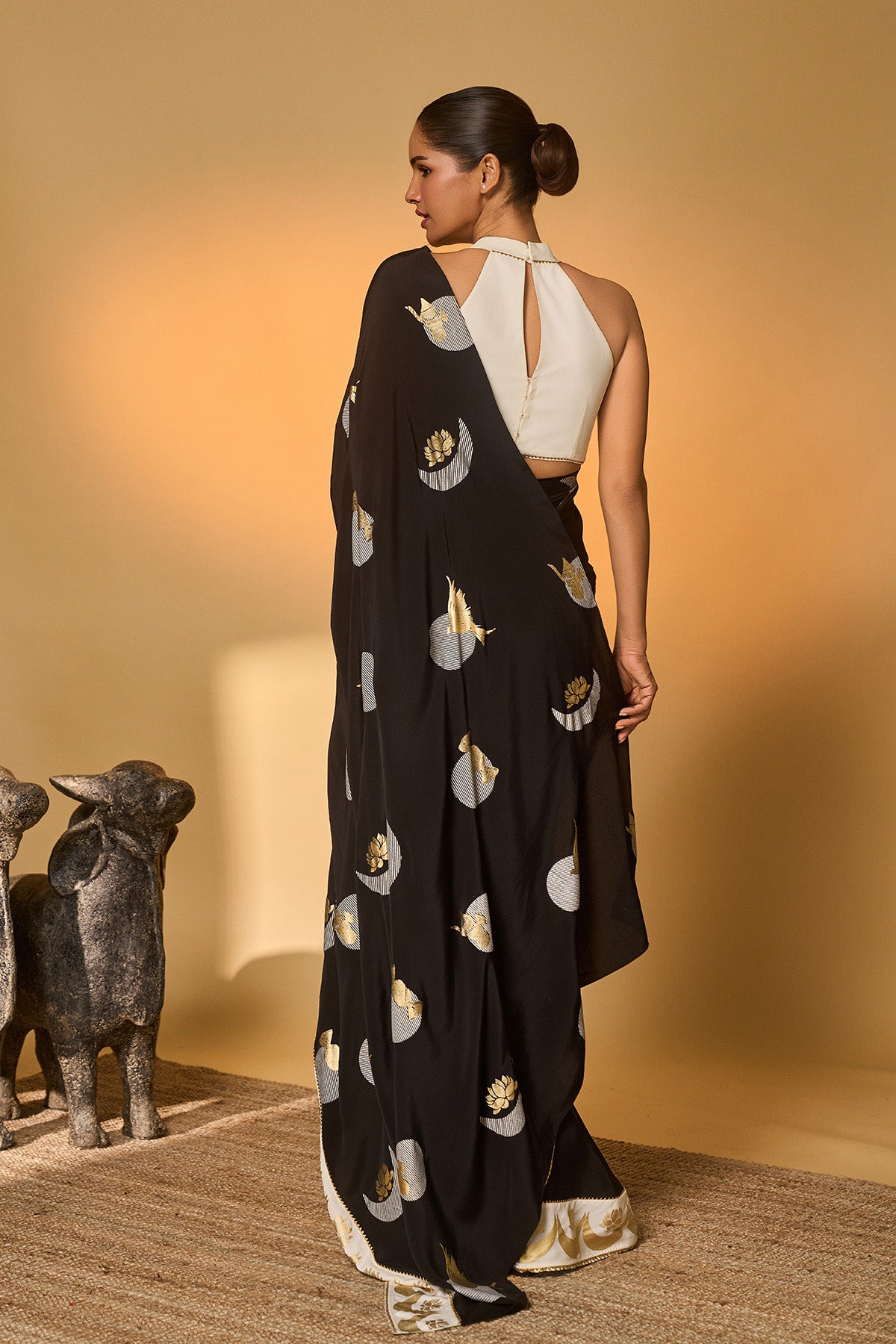 Black &amp; White Polka All Charms Saree
