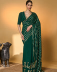 Emerald Green Palm Tree Saree