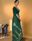 Emerald Green Palm Tree Saree