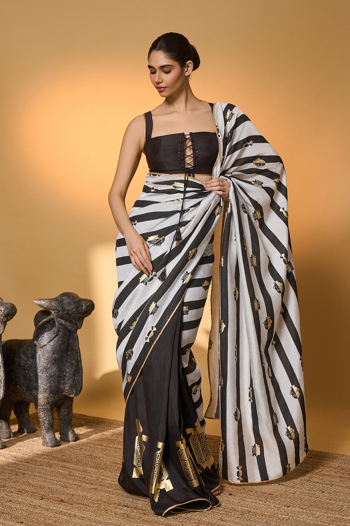 Black Stripes All Charms Saree