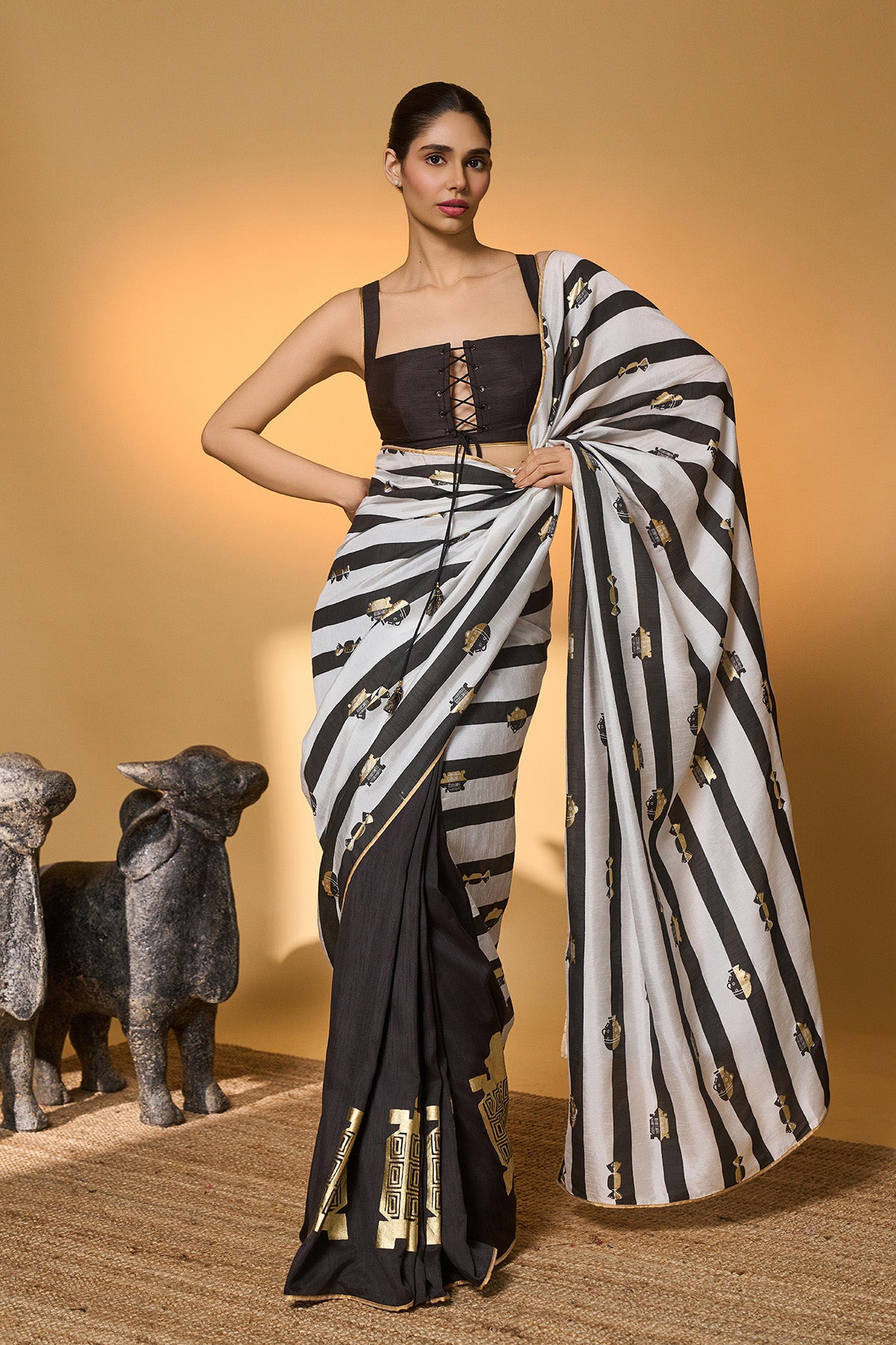 Black Stripes All Charms Saree