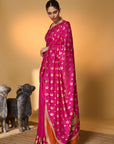 Rani Pink Chand Phool Saree