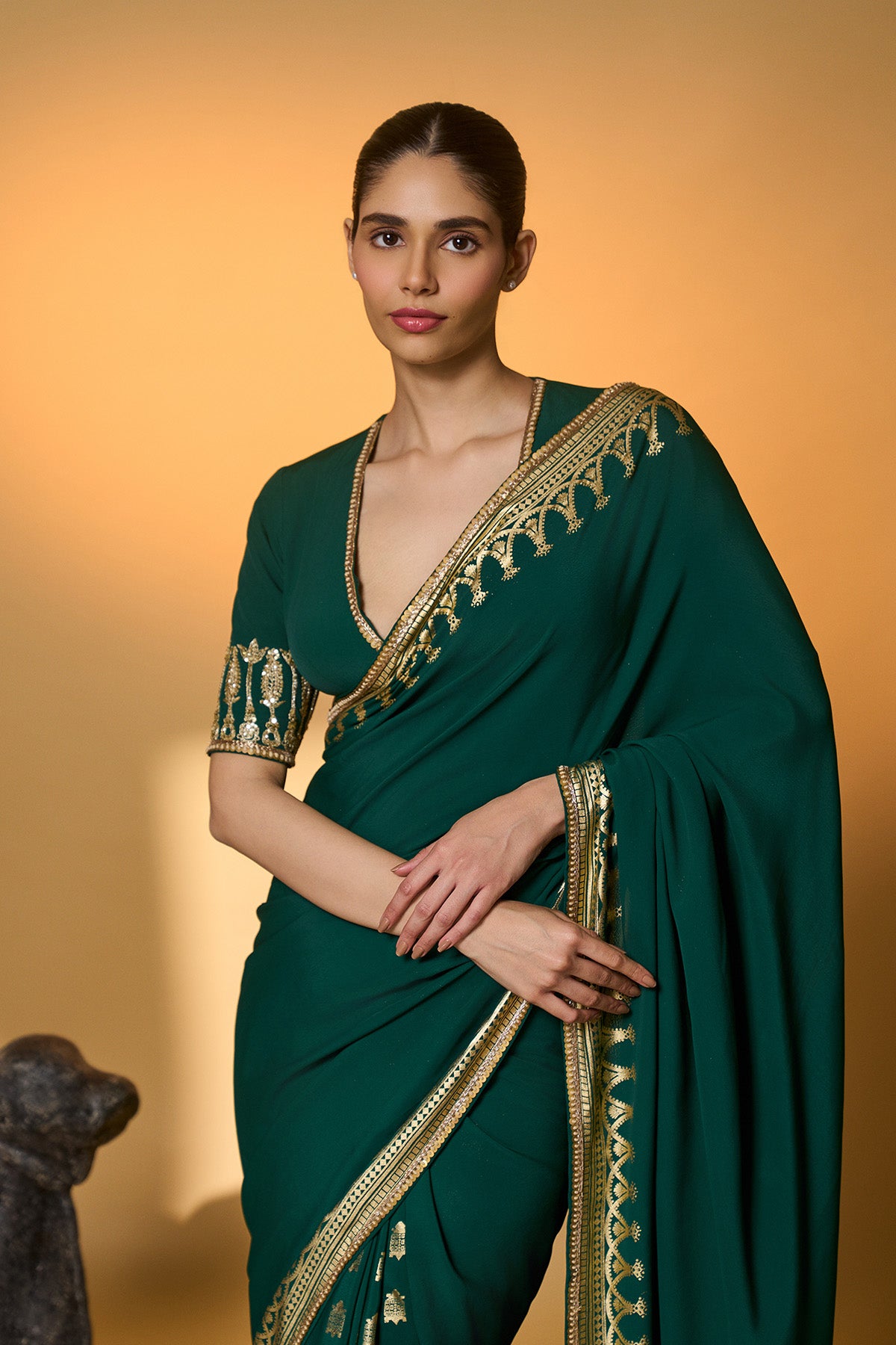 Green Trpoical Amber Arches Saree