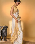 Ivory Ganesh Saree