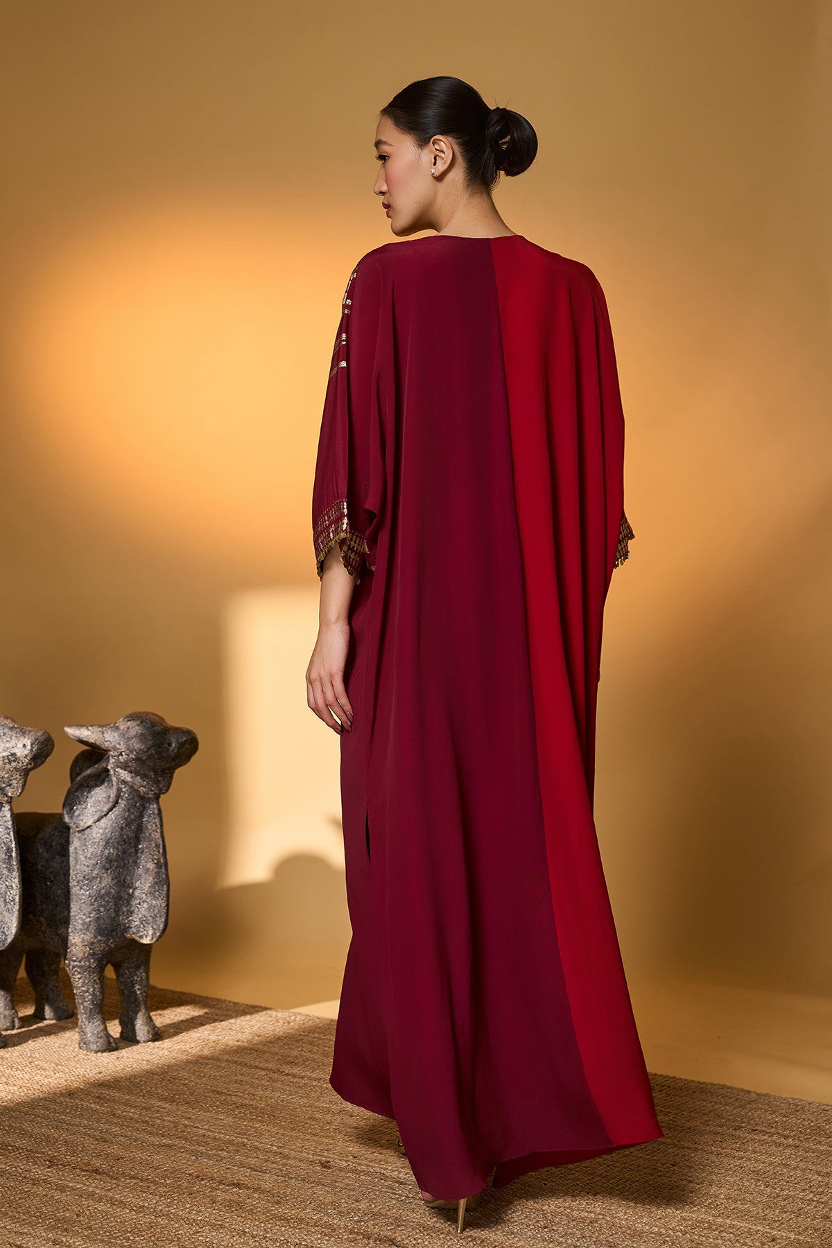 Red &amp; Plum Moonlight Melody Kaftan