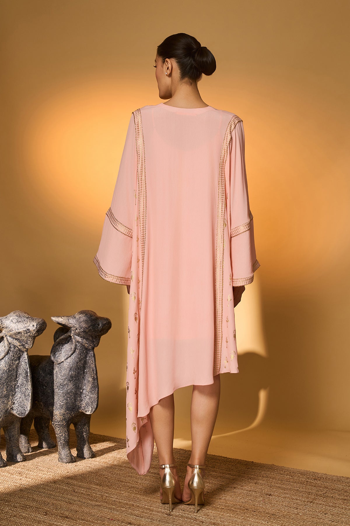 Baby Pink Tango Bloom High Low Kaftan