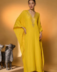 Yellow Tribal Mask Kaftan
