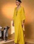 Yellow Tribal Mask Kaftan