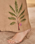 Beige Trellis Palm Waistcoat Set