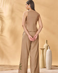 Beige Trellis Palm Waistcoat Set