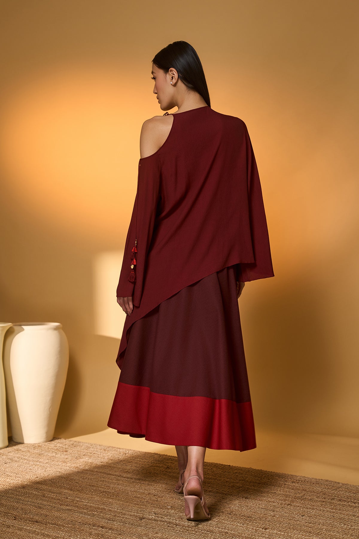 Maroon Lunar Lagoon Skirt Set
