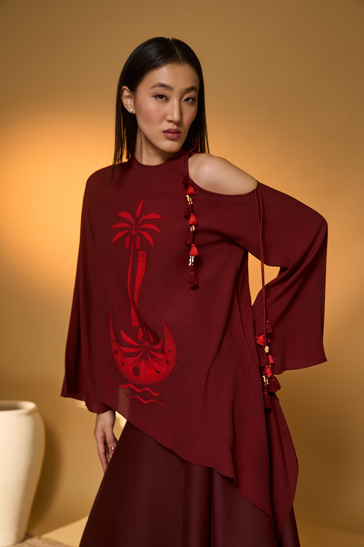 Maroon Lunar Lagoon Skirt Set