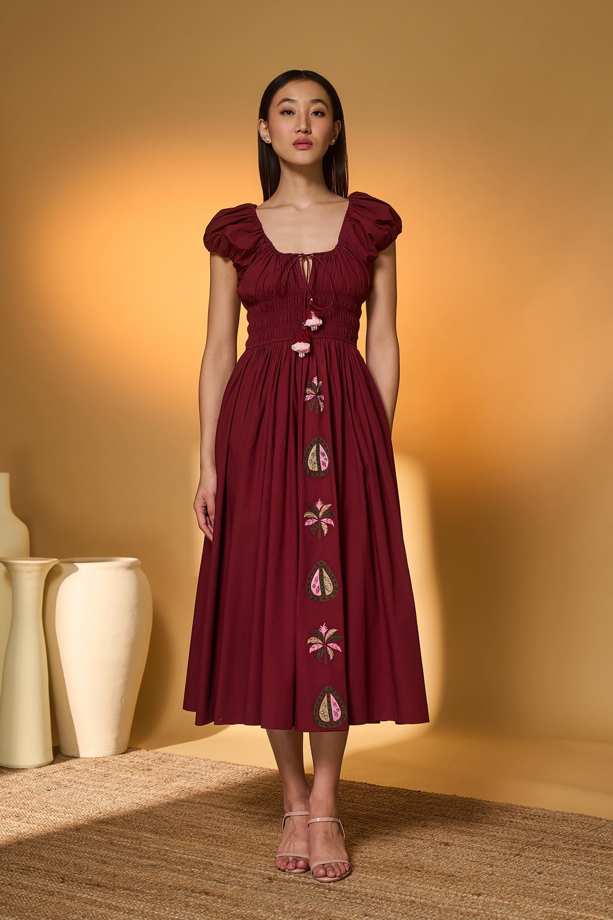 burgundy smocked dress Burgundy Smocked Lace Maxi Dress XL